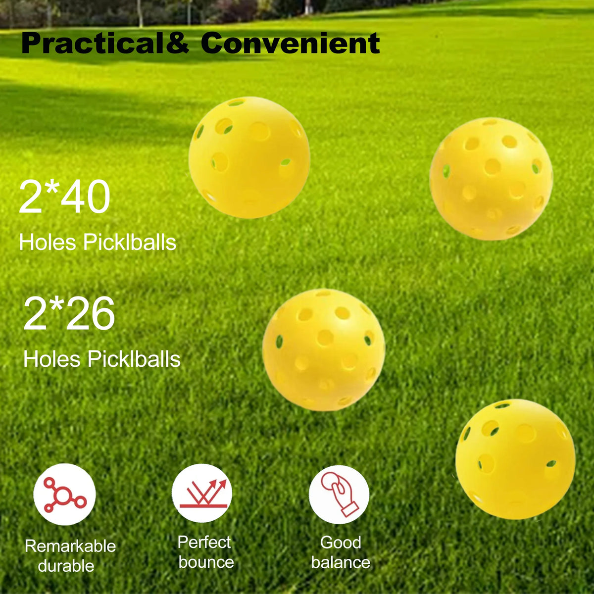 Pickleball Paddles Set of 2 with 4 Pickle Balls and Bag G826