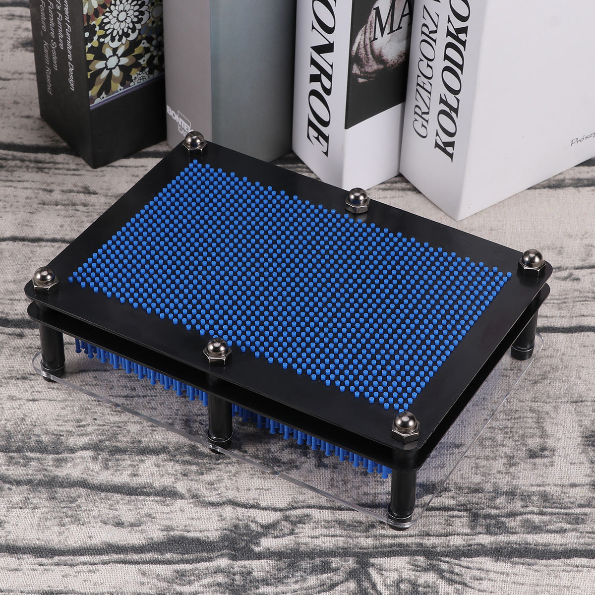 3D Pin Art Toy Plastic Square Handprint Dark Blue S41195