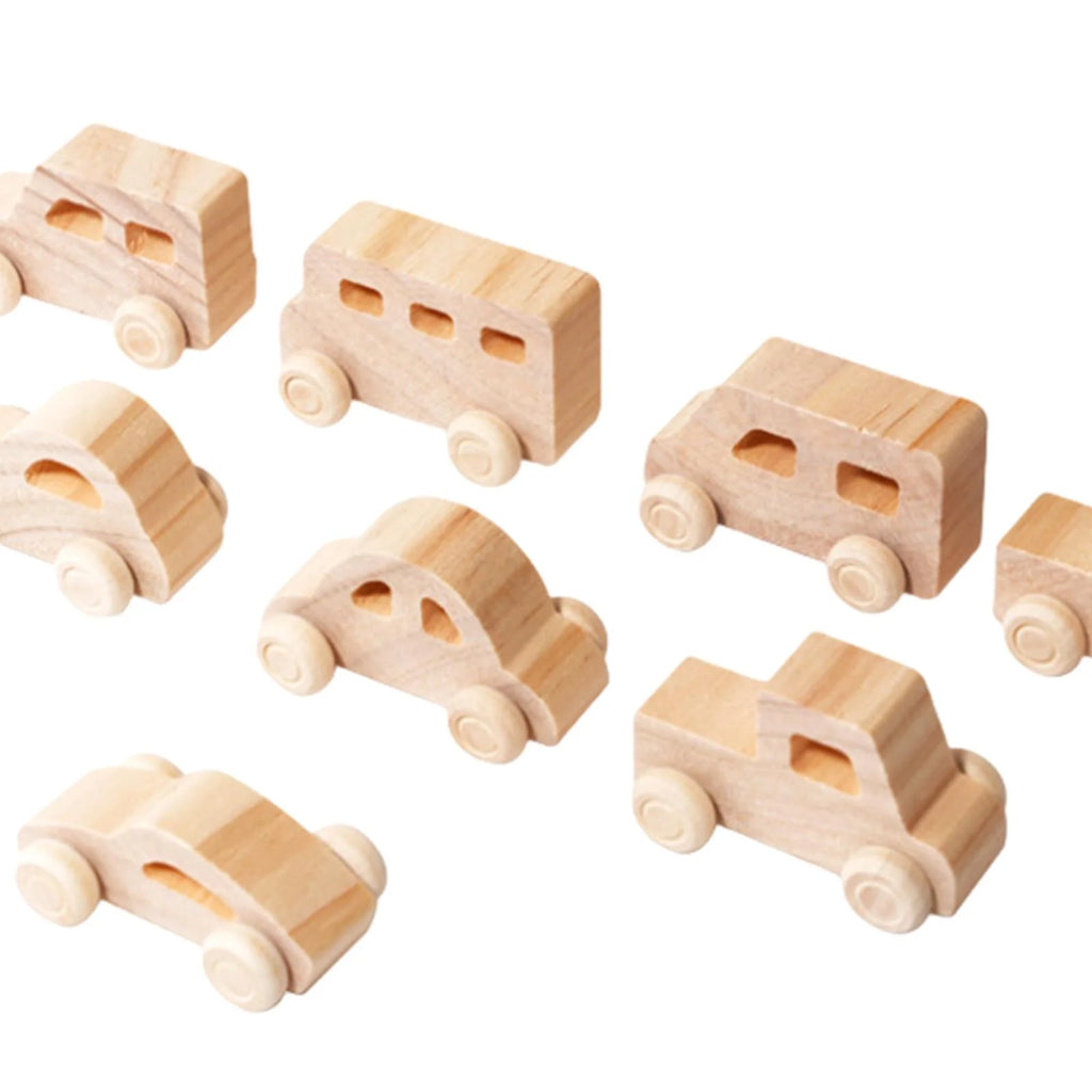 8Pcs Wooden Mini Car Building Blocks Stacking Balance Game Q440819