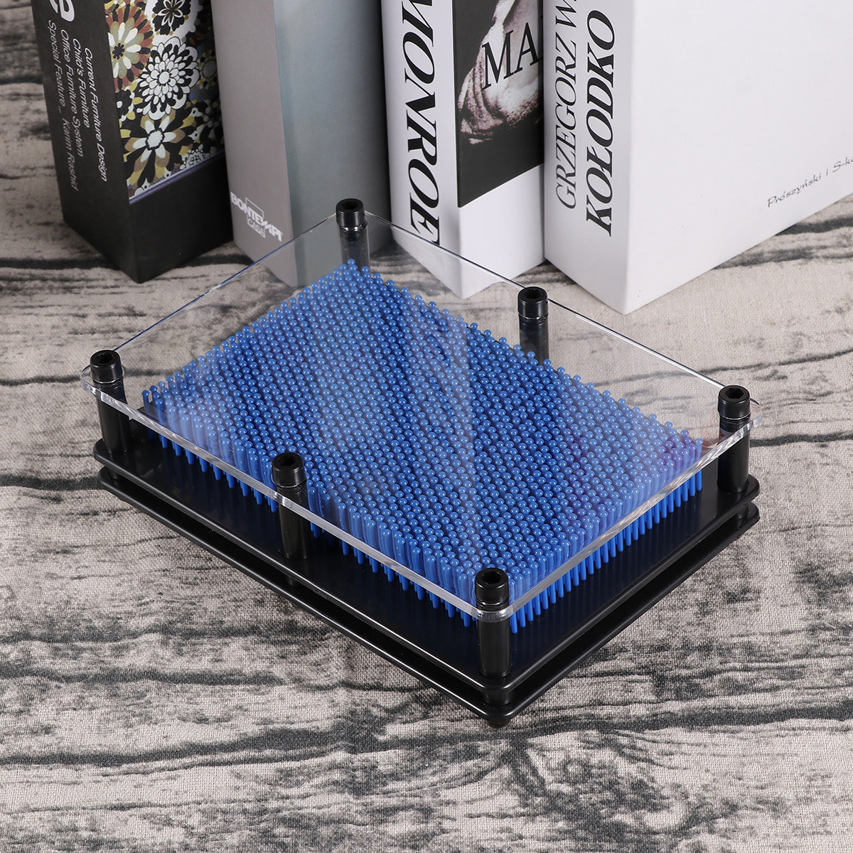 3D Pin Art Toy Plastic Square Handprint Dark Blue S41195