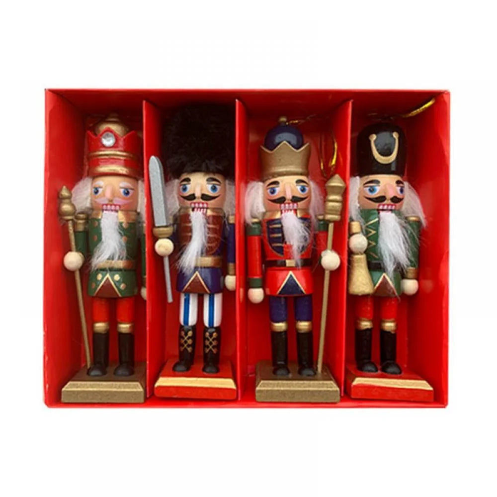 5pcs Wooden Nutcracker Soldier Doll Handcraft Walnut Puppet Toy Home Desktop Decor G894