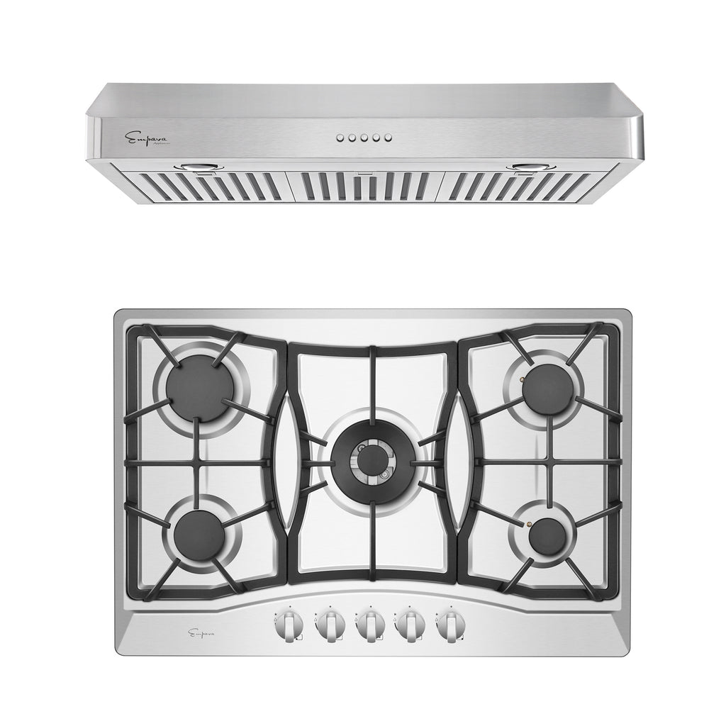 2 Piece Kitchen Appliances Package with 30" Gas Cooktop and 36" Under Cabinet Range Hood R513934