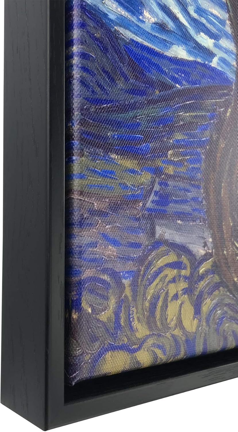 Framed Wall Art Canvas Prints of Starry Night Paintings Reproduction Black Frame J249