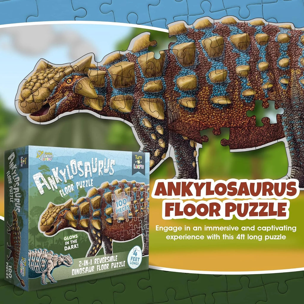 100-Piece Double Sided Glow-in-The-Dark Dinosaur Jigsaw Puzzle C93969