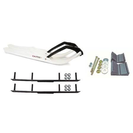 White XPT Snowmobile Skis Complete Kit with 4 inch Round Bars J8793