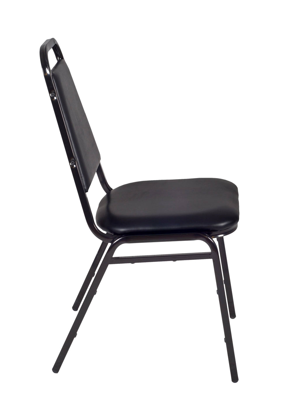 Maple Round Breakroom Table and 4 Black Stack Chairs T17094