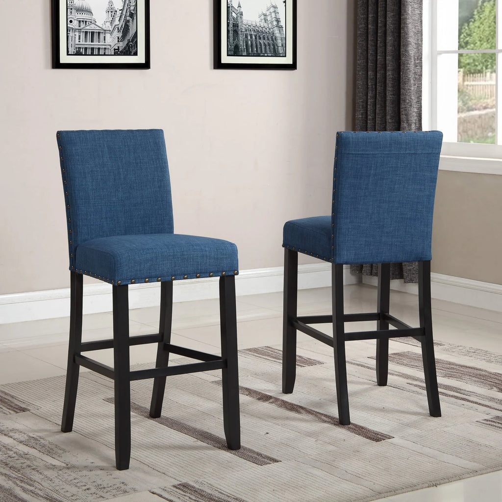 Gray Fabric Bar Stool with Nailhead Trim (Set of 2) Z540