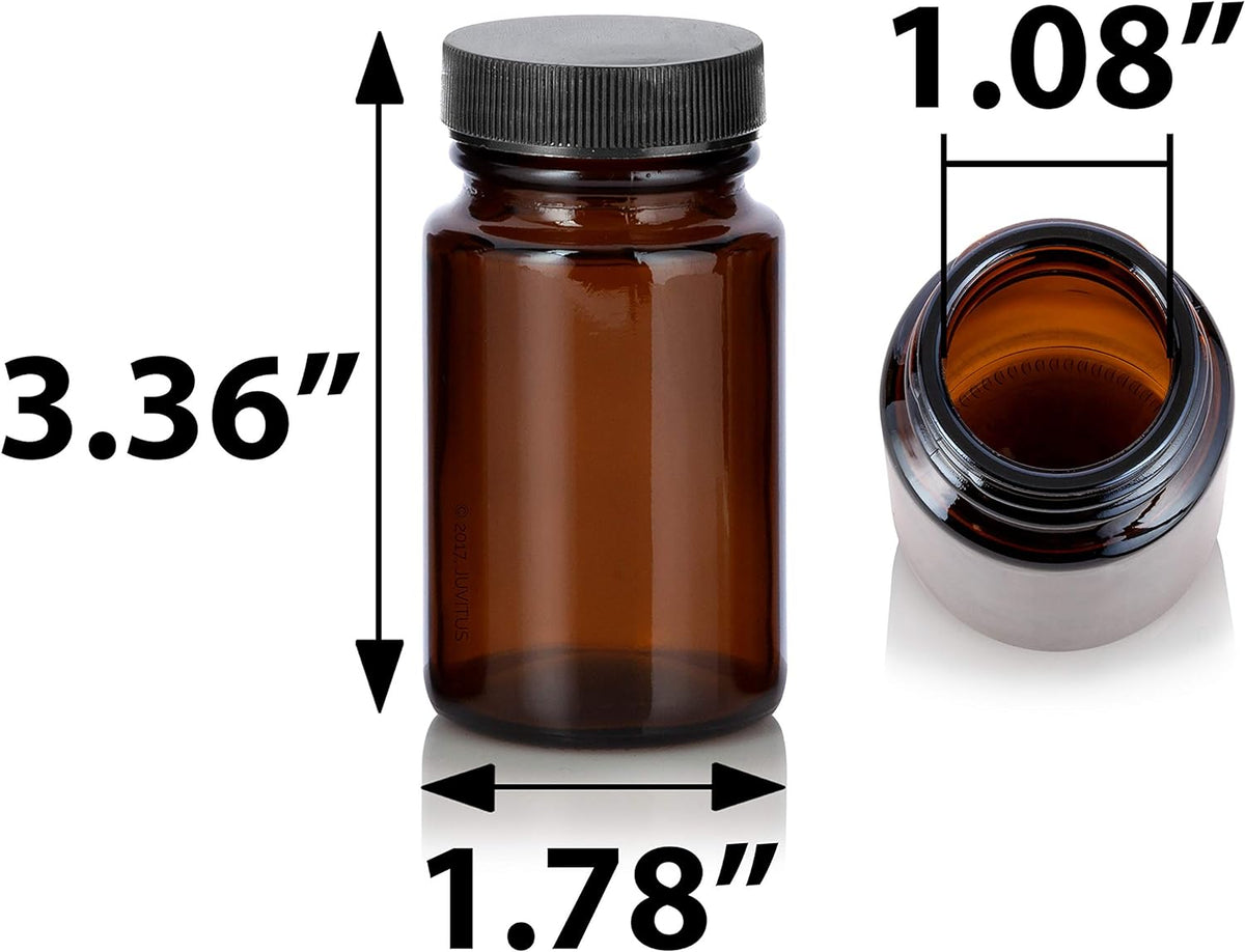 Amber Glass Packer Bottle With Black Ribbed Lid (12 Pack) M559