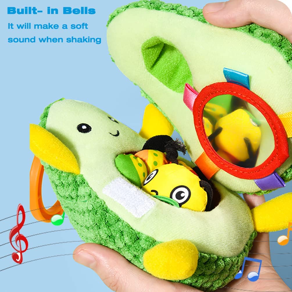Clip on Stroller Toy with Mirror, Plush Avocado Toy Z439431