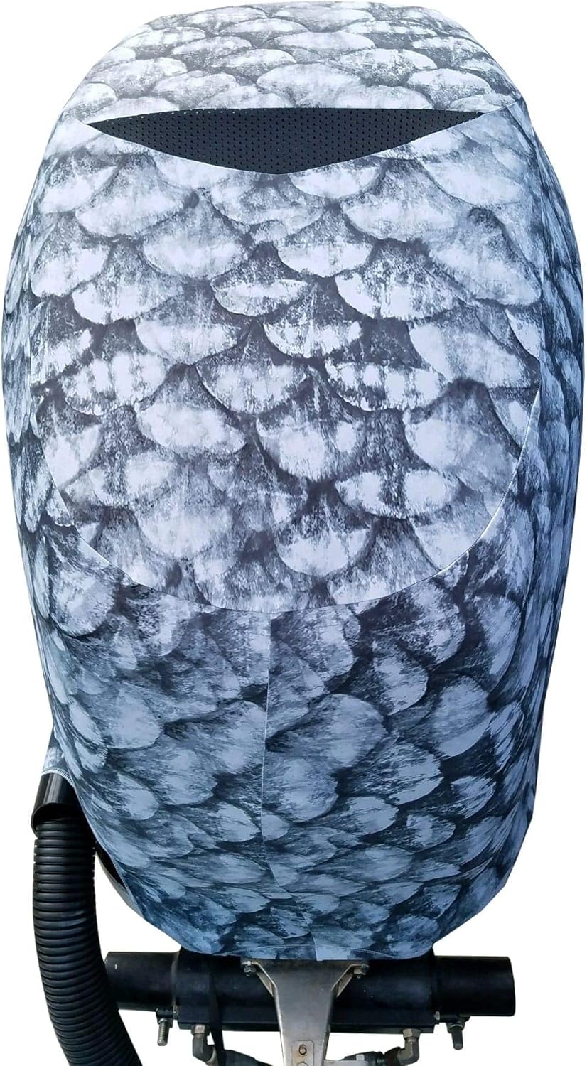 Grey Fish Scales Outboard Motor Cover V259362