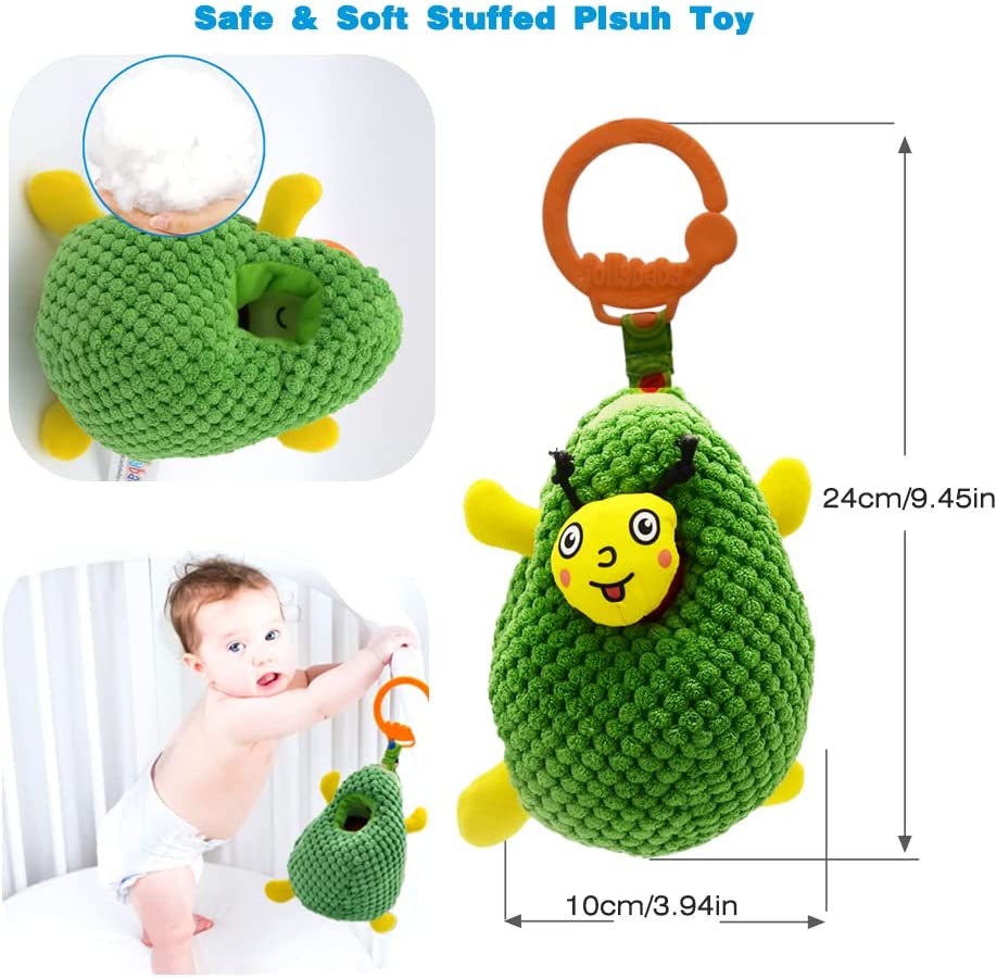 Clip on Stroller Toy with Mirror, Plush Avocado Toy Z439431