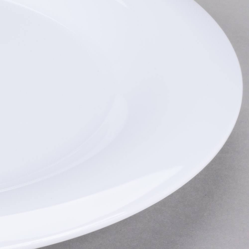 White Wide Rim Melamine Plate - 12/Case L56553