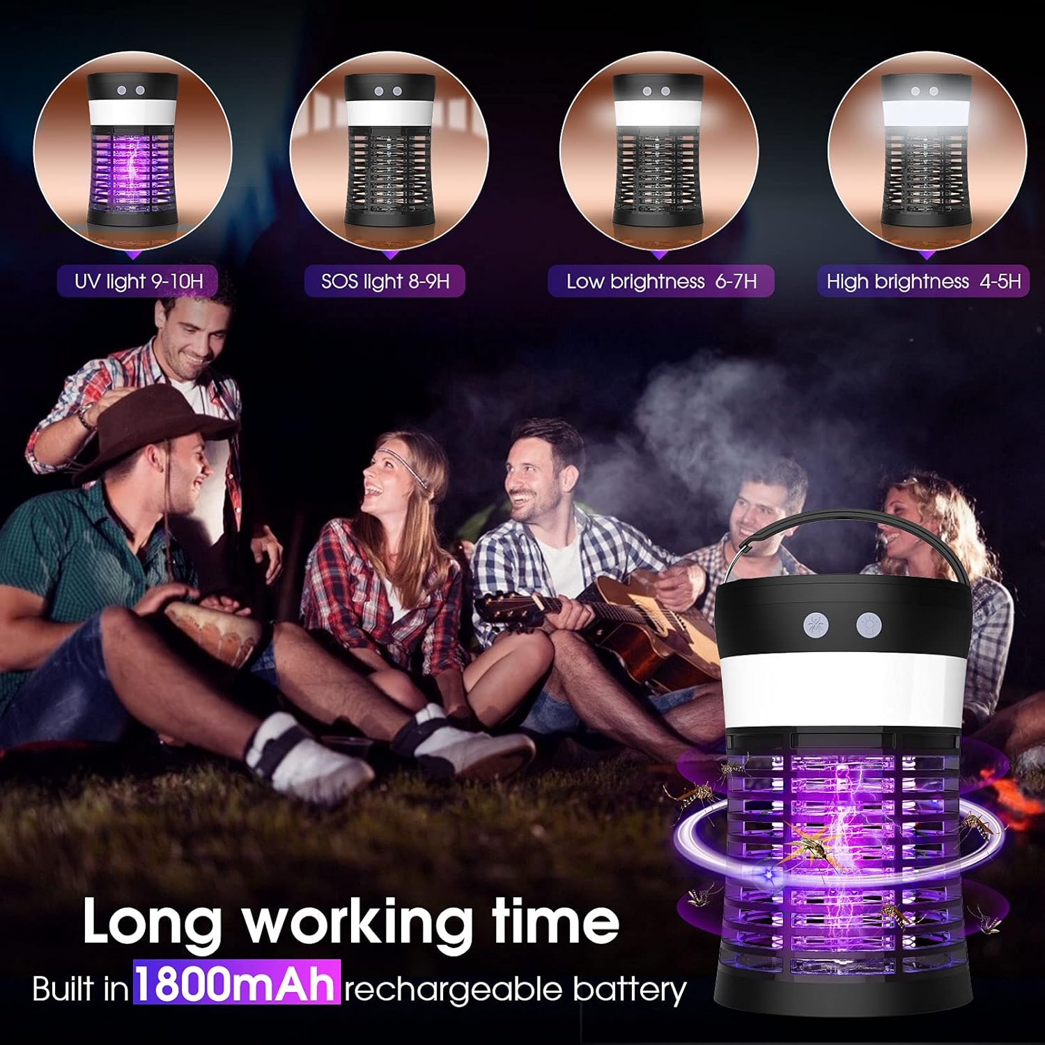 Solar Powered Electric Bug Zapper with Camping Lantern E946968