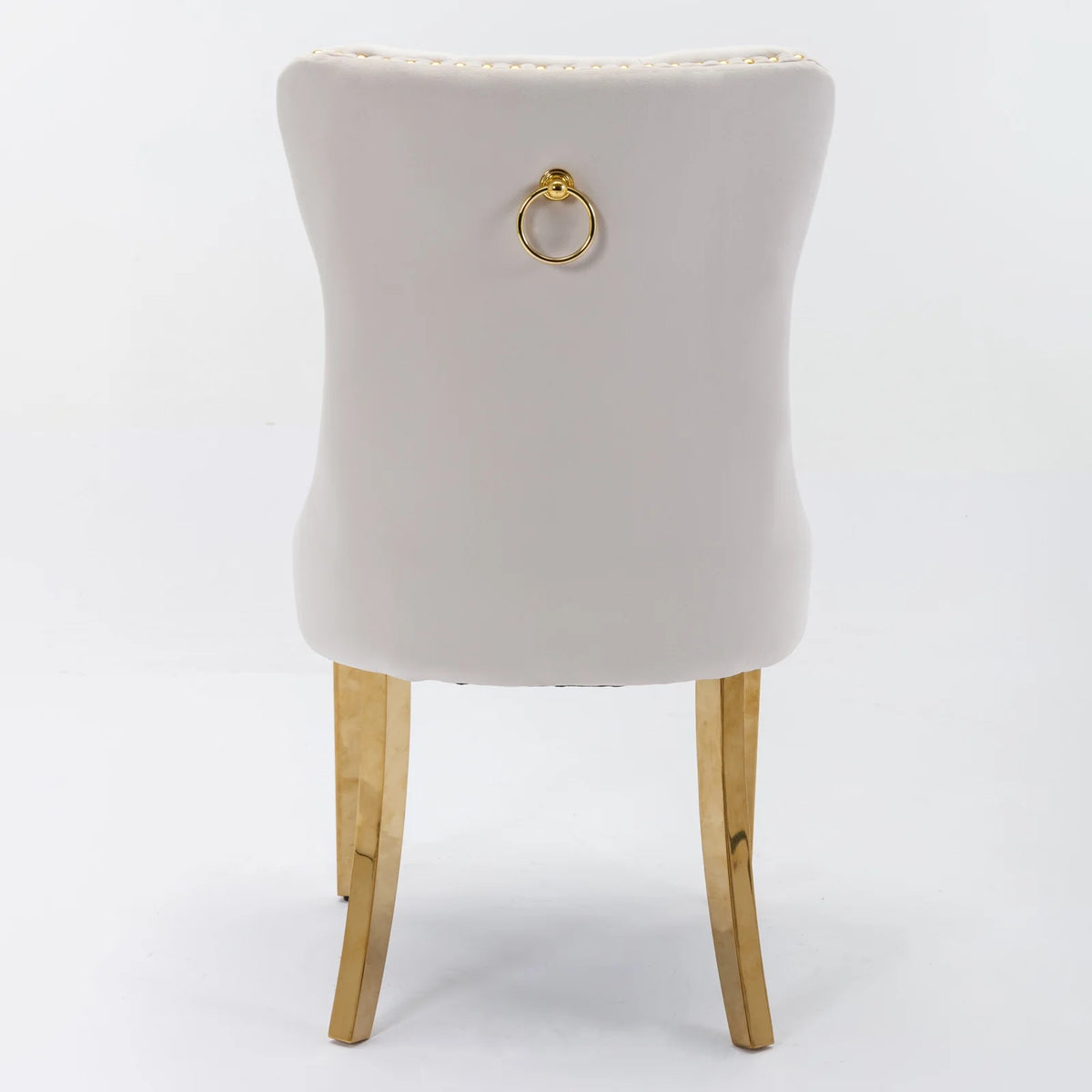 Beige Velvet Dining Chair Set of 2 with Gold Legs C625912