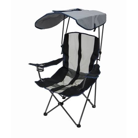 Navy Portable Camping Folding Lawn Chair with Canopy W327970