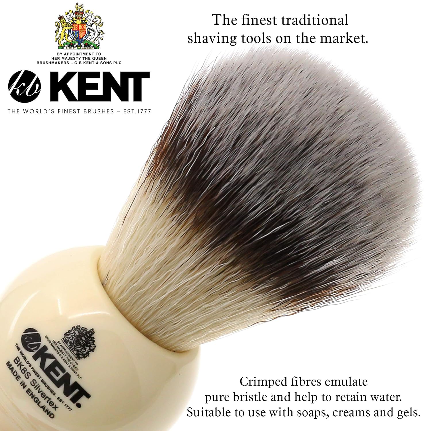 Shaving Brush with Ultra-Soft Synthetic Bristles and Faux Ivory Resin Handle, Pack of 2 O6495