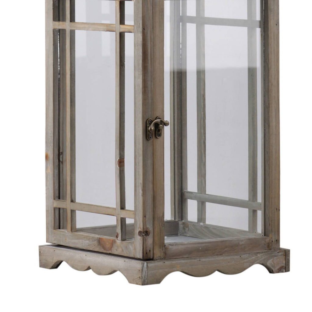 Brown and Gray Wooden Lantern Set of 2 N34205