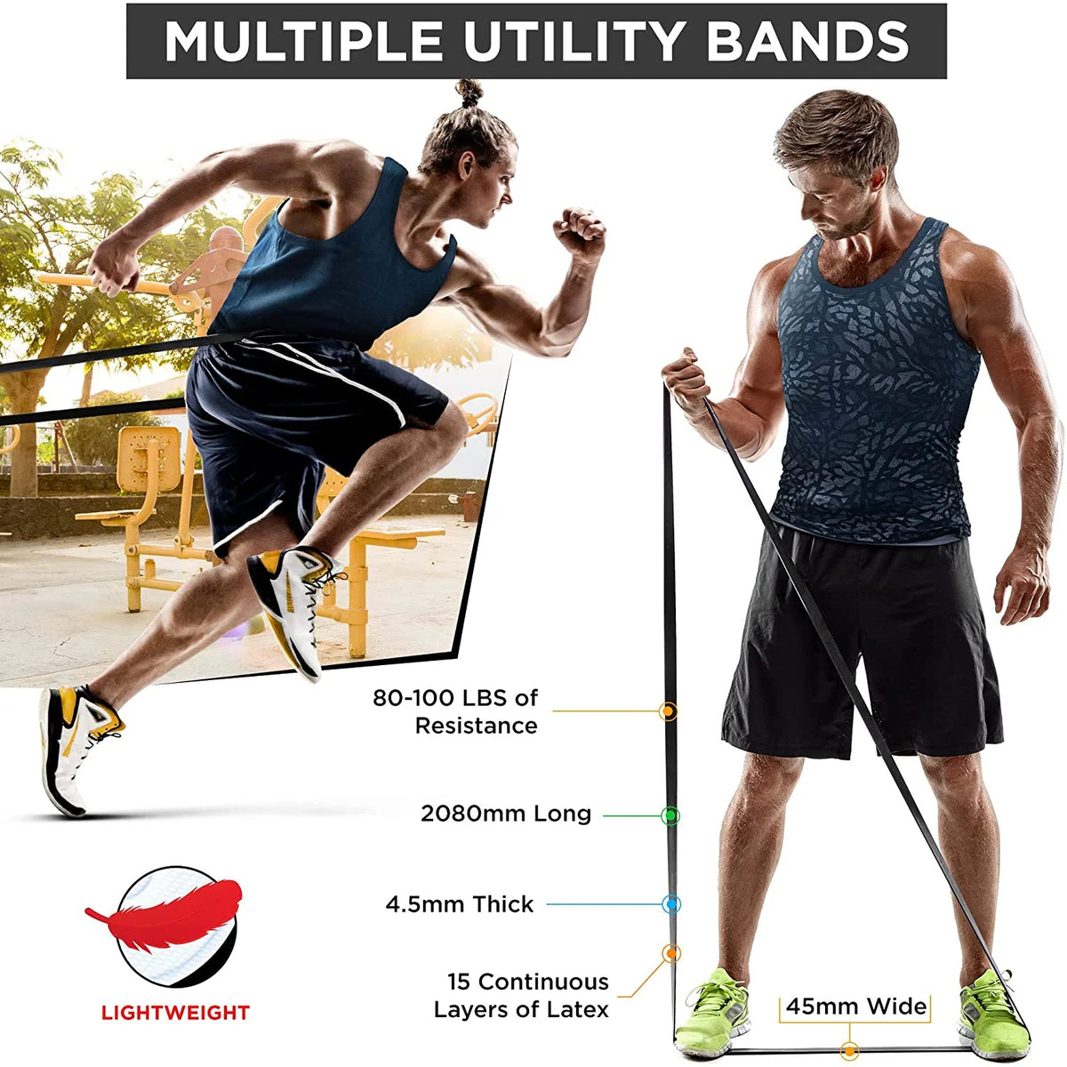 Resistance Bands 5 Level Set, Thick Latex Long Loop N737736