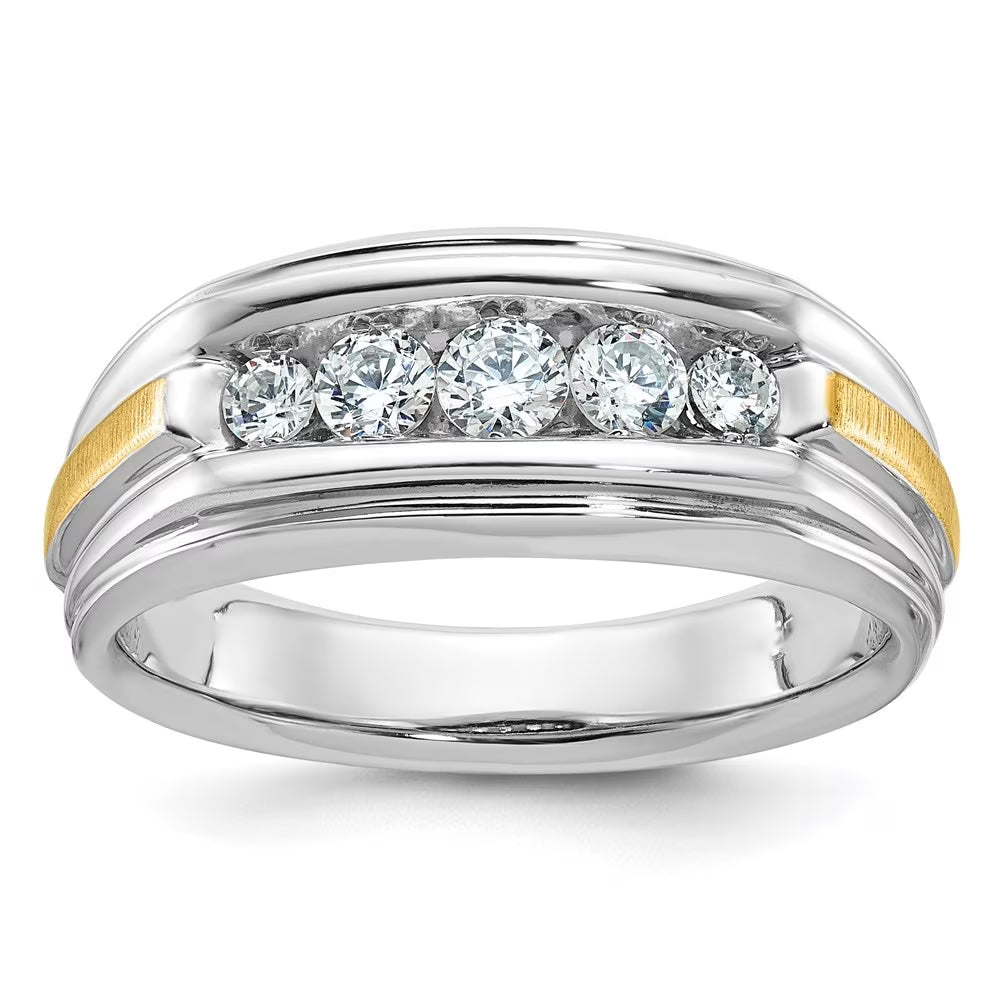 14k Two-tone Gold Men's 5-Stone 1/2 Carat Lab Grown Diamond Ring H629296