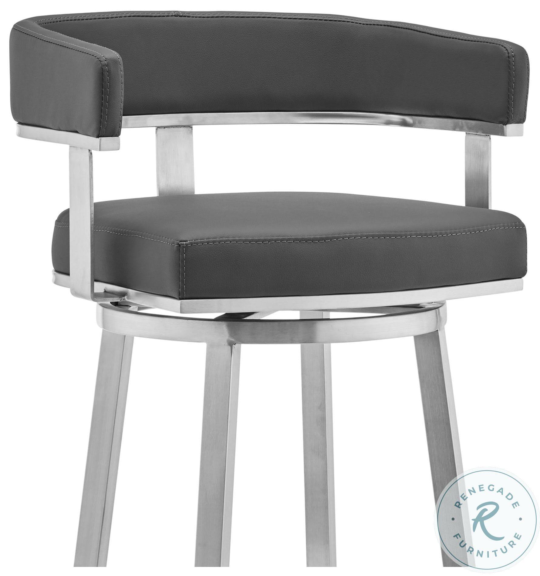 Gray Faux Leather Swivel Counter Height Stool P214