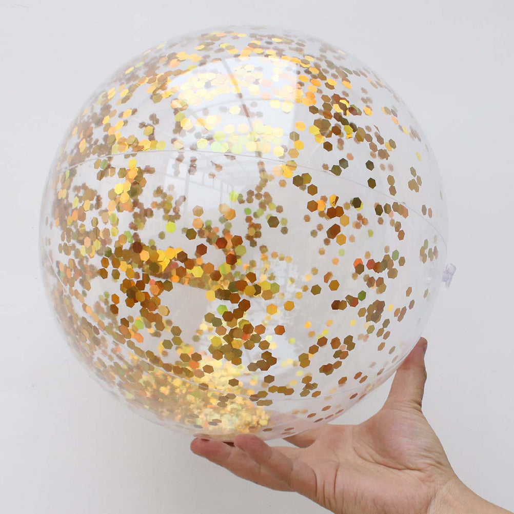 2pcs Glitter Sequin Beach Balls Round Transparent PVC Inflatable Ball Toys with Pumps U580036