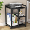 3-Tier Wood Rolling Printer Cart with Storage Shelves I6976