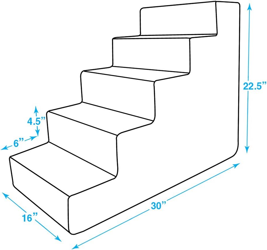 Gray Lattice Print 5-Step Pet Steps and Stairs with Foam, Pack of 2 F22328