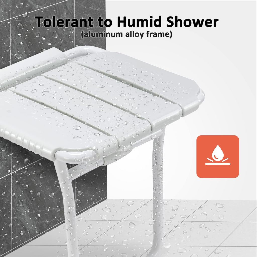 Foldable Shower Seat Bench Wall Mounted White E4882