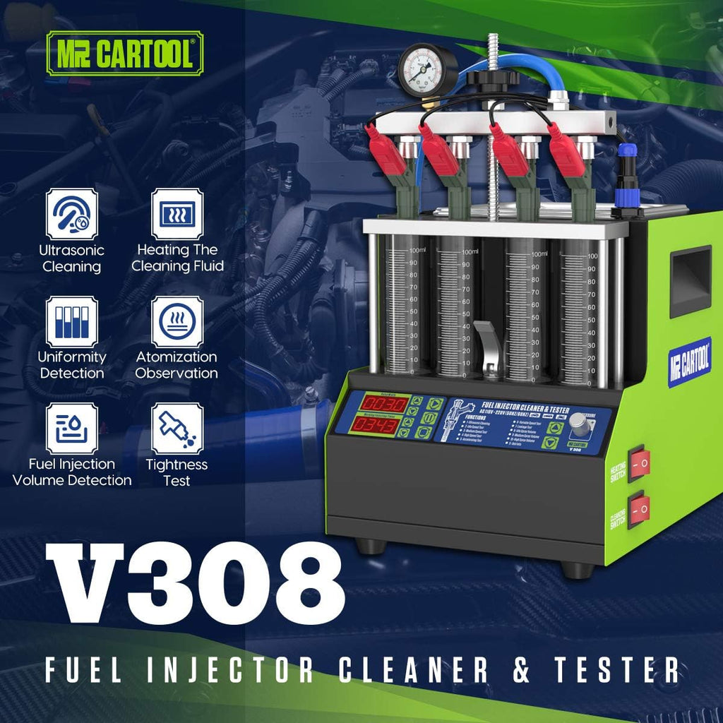 Ultrasonic Fuel Injector Tester Cleaner Machine Kit with 4 Cylinders, 110V P904