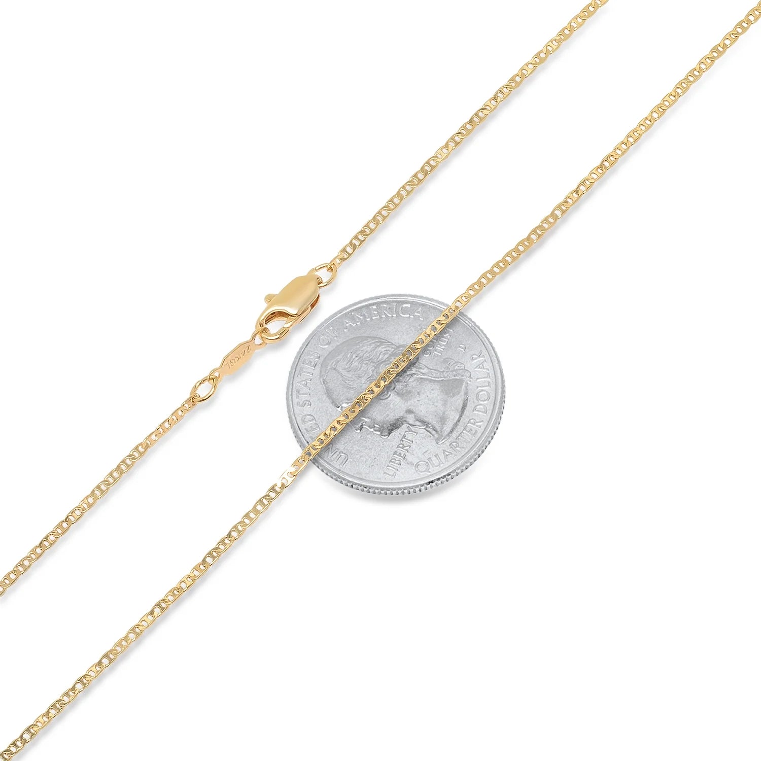 14k Yellow Gold Plated Flat Mariner Chain Necklace, 22 inches O246934