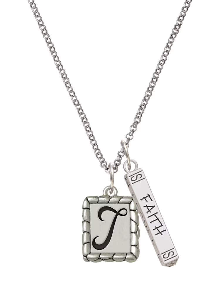 Silvertone Initial Bar Charm Necklace, 23" O484