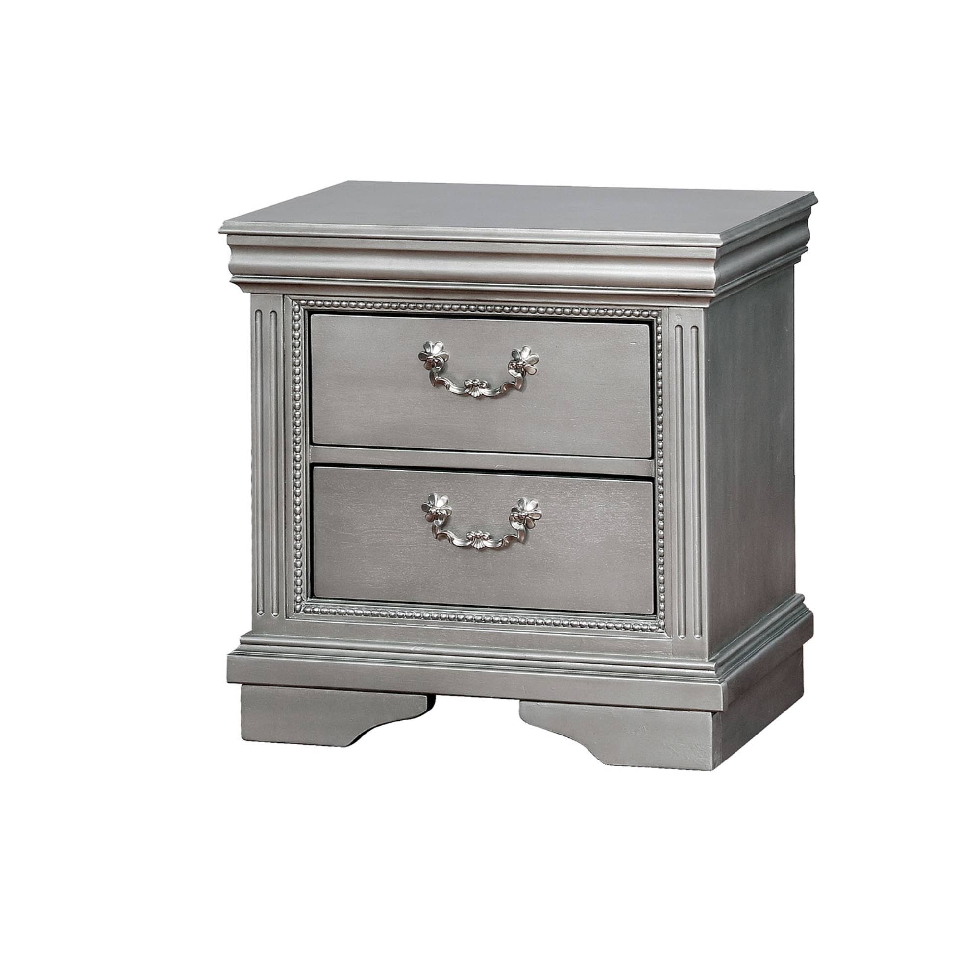 Silver and Gray Solid Wood Night Stand H343