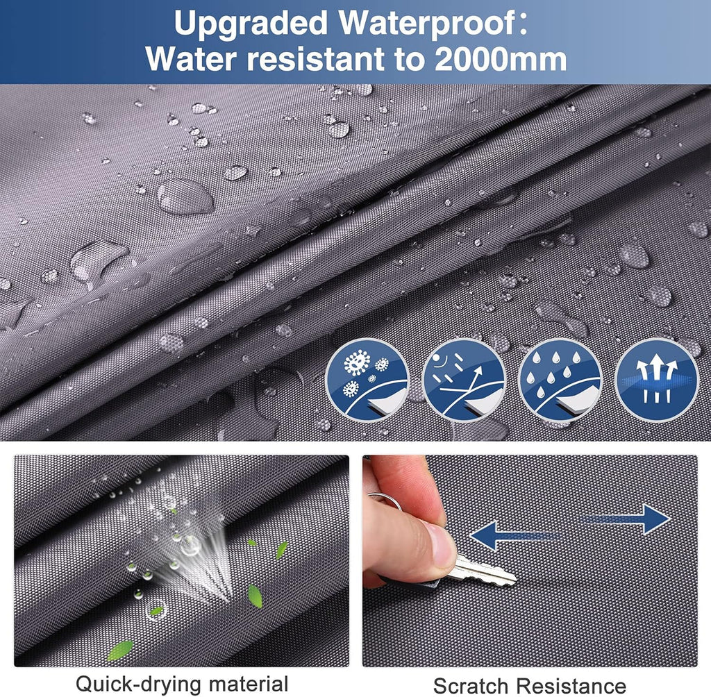 Upgraded Waterproof 500D Travel Trailer Cover with 4 Tire Covers, Tongue Jack Cover Q301