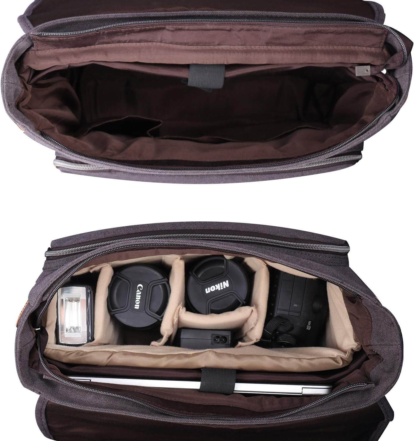 Camera Messenger Bag for DSLR Cameras Laptop 15.6inch Shoulder Bag with Camera Insert Sleeve Z90060