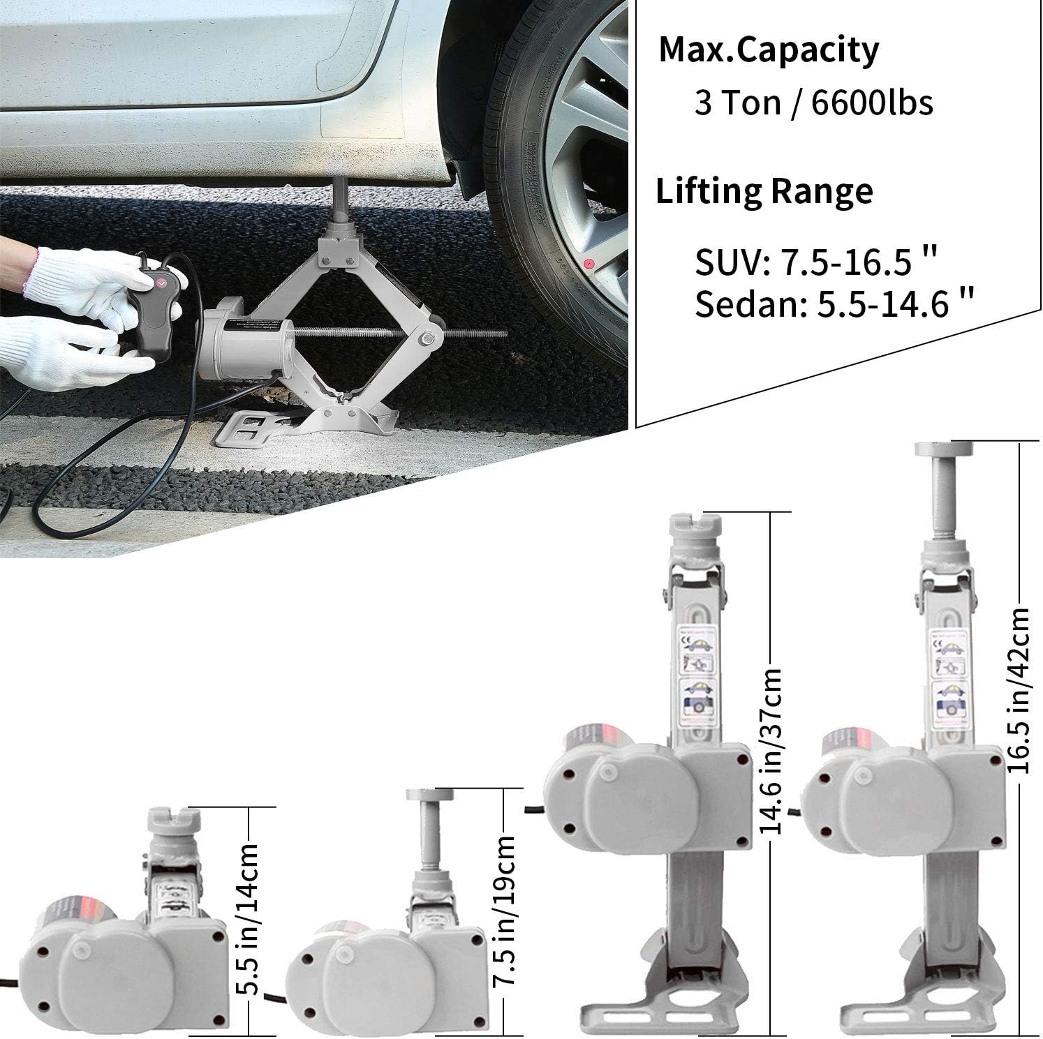 3 Ton 12v Scissor Lift Jack with Impact Wrench A473149