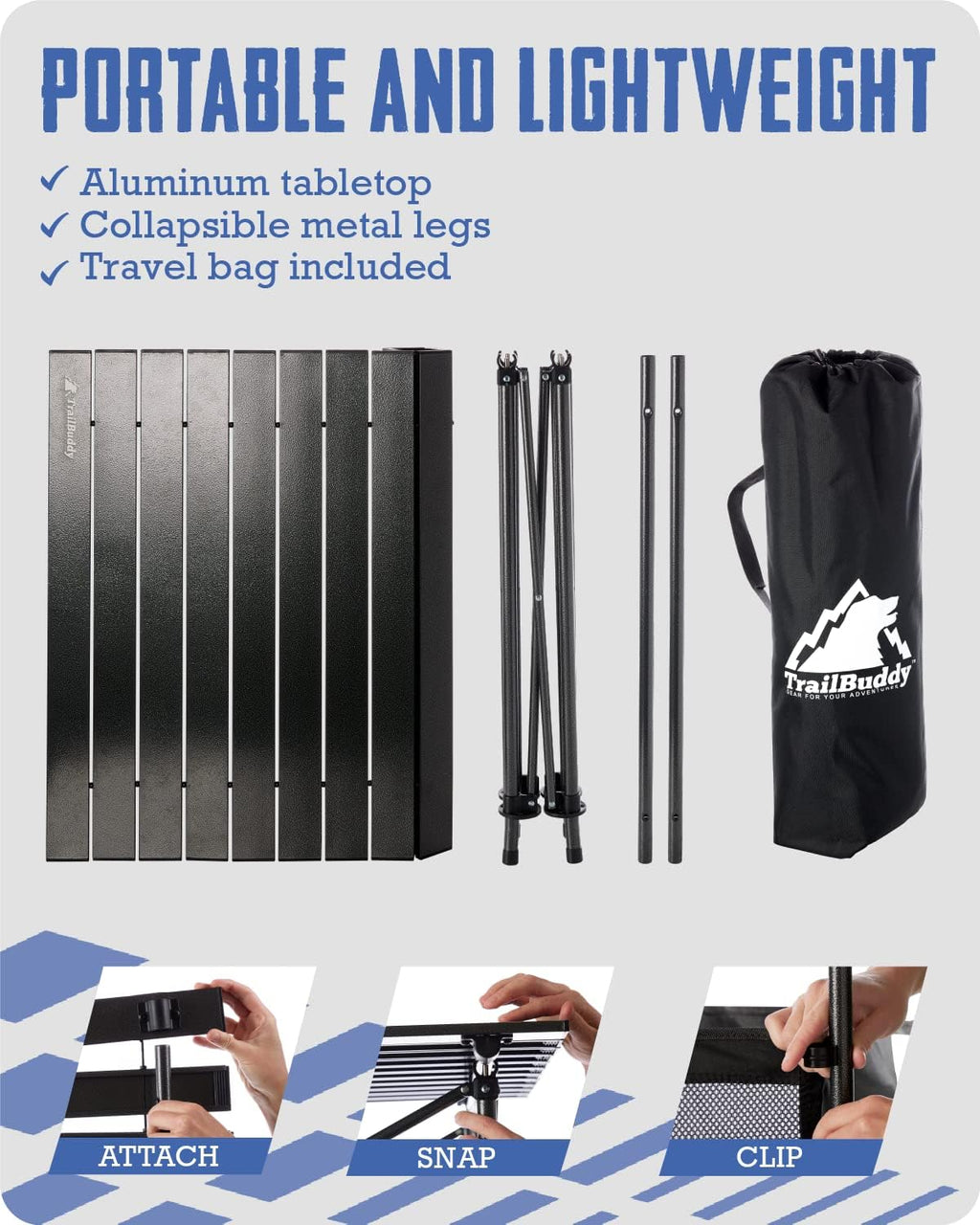 Aluminum Folding Camping Table with Carry Bag, 28in x 28in x 28in E40853