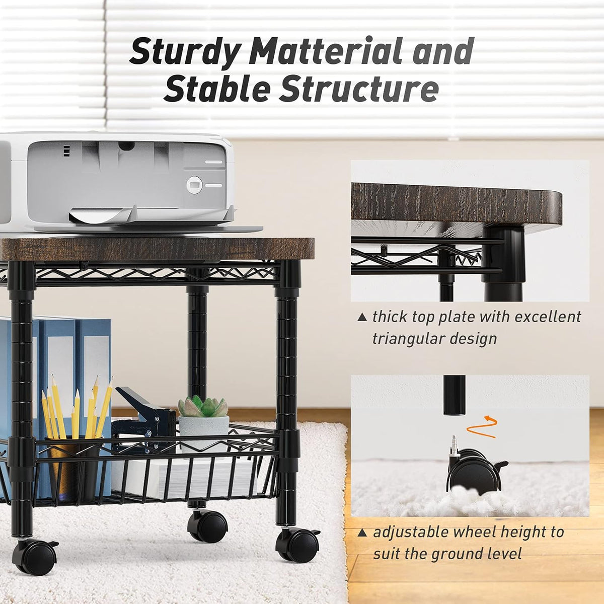 Printer Stand with Storage, Metal, Pack of 2 J5980