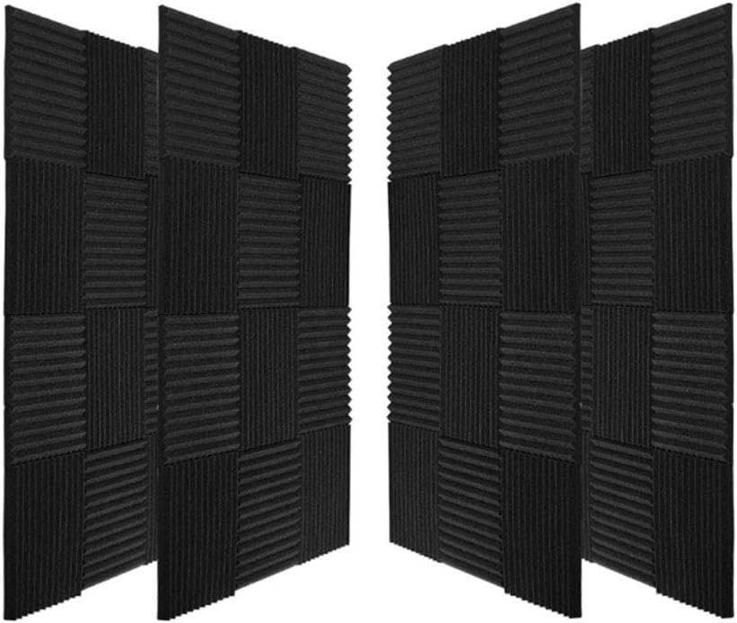 48 Pack Black Acoustic Panels Studio Foam Wedges Fireproof Soundproof Padding Wall Panels 1" X 12" X 12" D3742
