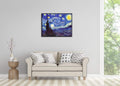 Framed Wall Art Canvas Prints of Starry Night Paintings Reproduction Black Frame J249