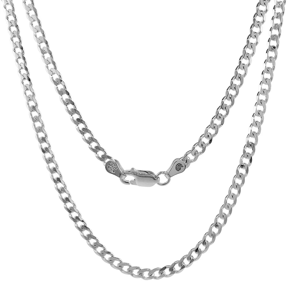 925 Sterling Silver Curb Chain Necklace 3.5mm G565593