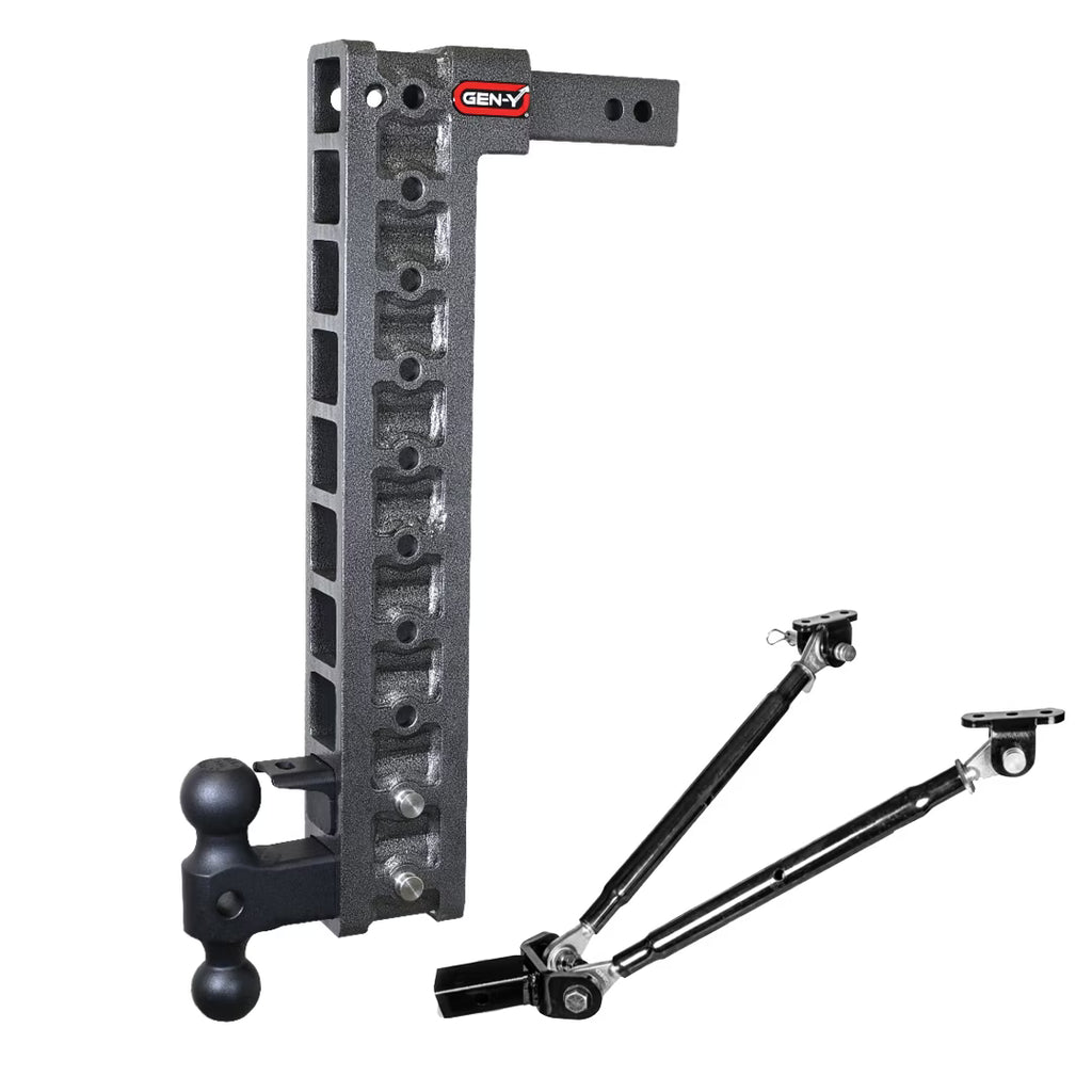 Adjustable 22.5" Drop Hitch with Dual-Ball, Pintle Lock, Stabilizer Kit for 2" Receiver O604808