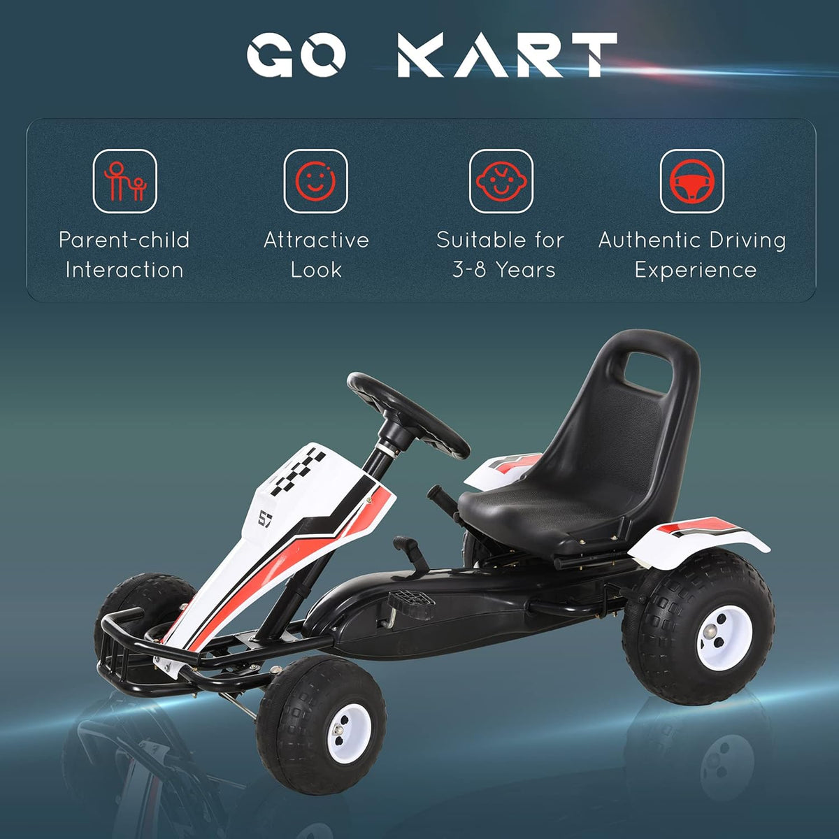 Black Pedal Go Kart with Adjustable Seat P113404