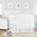 White Floral Lace Baby Girl Crib Bedding Set P27352