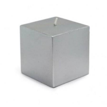 Metallic Silver Square Pillar Candle, Set of 12 H195