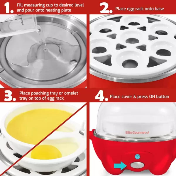 Red 7 Egg Capacity Electric Egg Cooker V11964