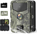 2.7K 24MP Trail Camera 0.2S Trigger 65ft Range No Glow Night Vision IP66 Waterproof 32GB Card Pack of 2 O8259