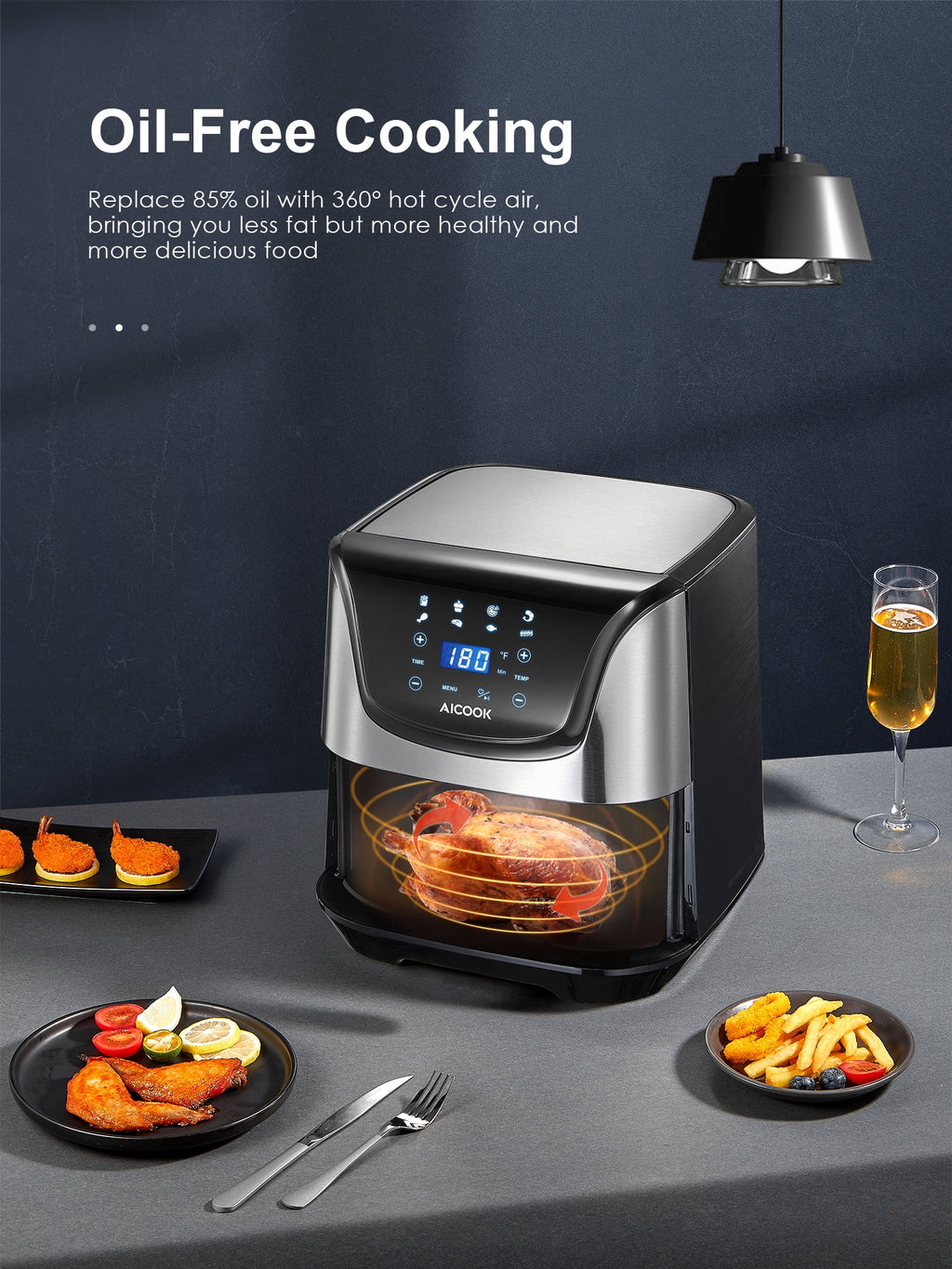 Air Fryer 5.8Qt, Dishwasher-Safe, 40 Recipe F468