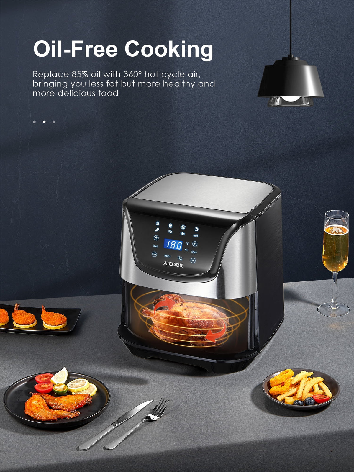 Air Fryer 5.8Qt, Dishwasher-Safe, 40 Recipe F468
