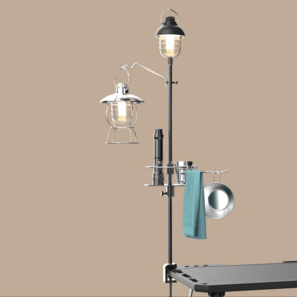 Collapsible Camping Lamp Pole Adjustable Heights Lightweight Aluminum Alloy Lantern Hanger K238