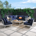 White Navy 9 Piece Aluminum Outdoor Sectional Sofa Set Y380